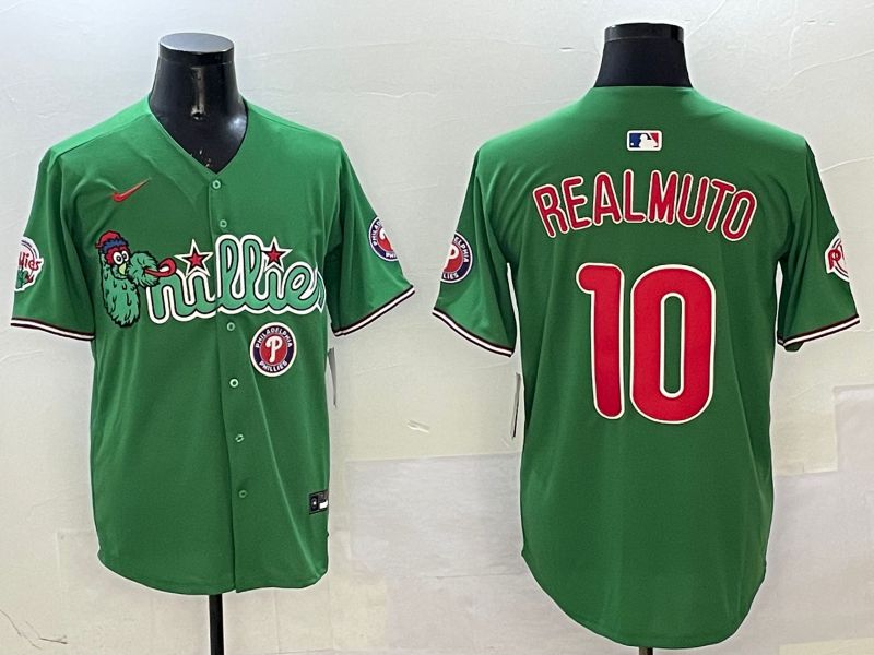 Men Philadelphia Phillies #10 Realmuto Green Three generations Joint Name Game 2025 Nike MLB Jersey style 6